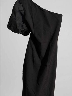 Ralph Lauren Black One-Shoulder Puff-Sleeve Dress NWT